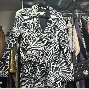 Cato Black and White Zebra & Animal Print Women's Jacket Large